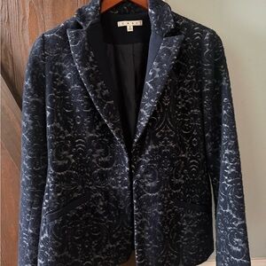 Vintage CAbi Women's Dark Navy Velvet Patterned Blazer
